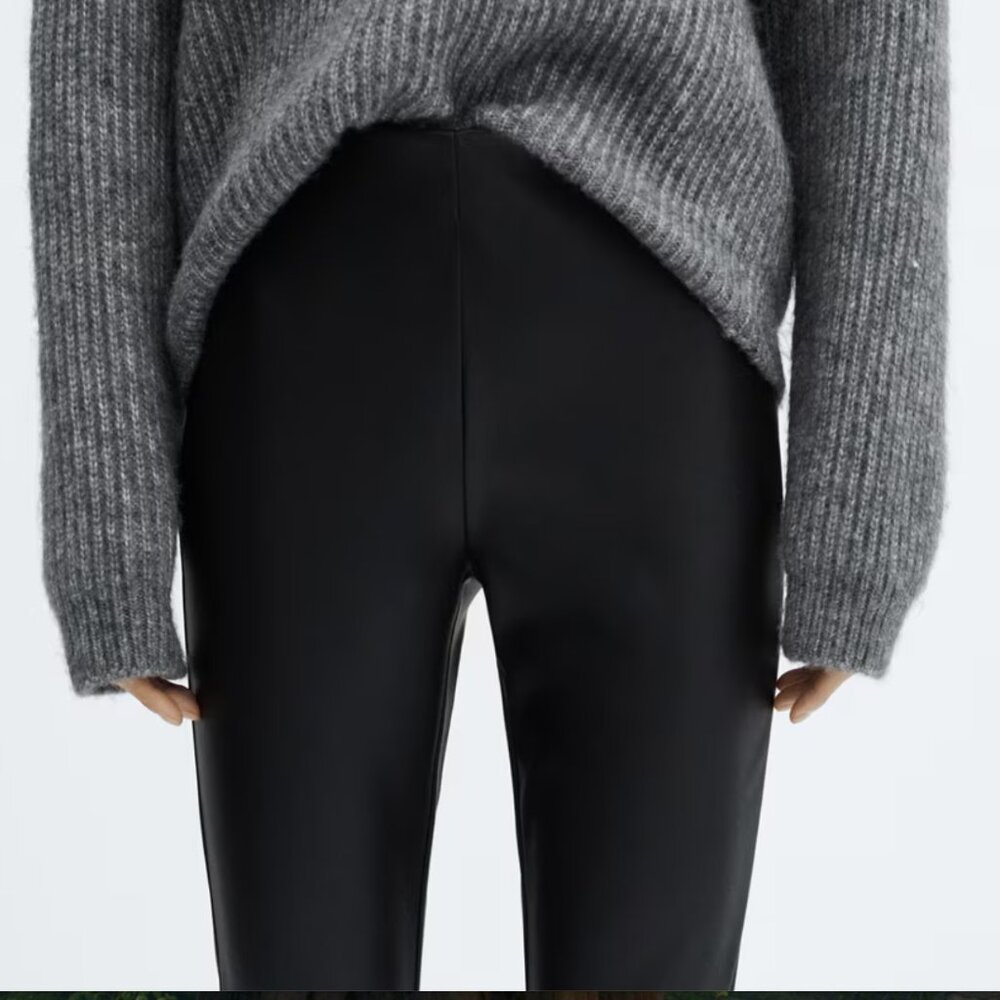 black Leather-effect leggings